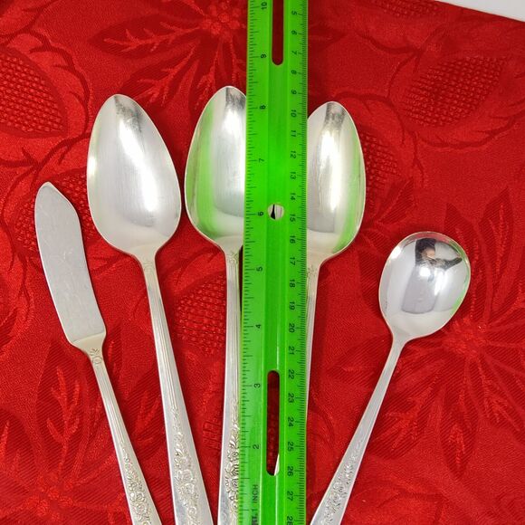 5X Serving Pieces 1939 ROYAL ROSE Oneida Nobility Plate Silverplate Spoons Sprea - Picture 7 of 13